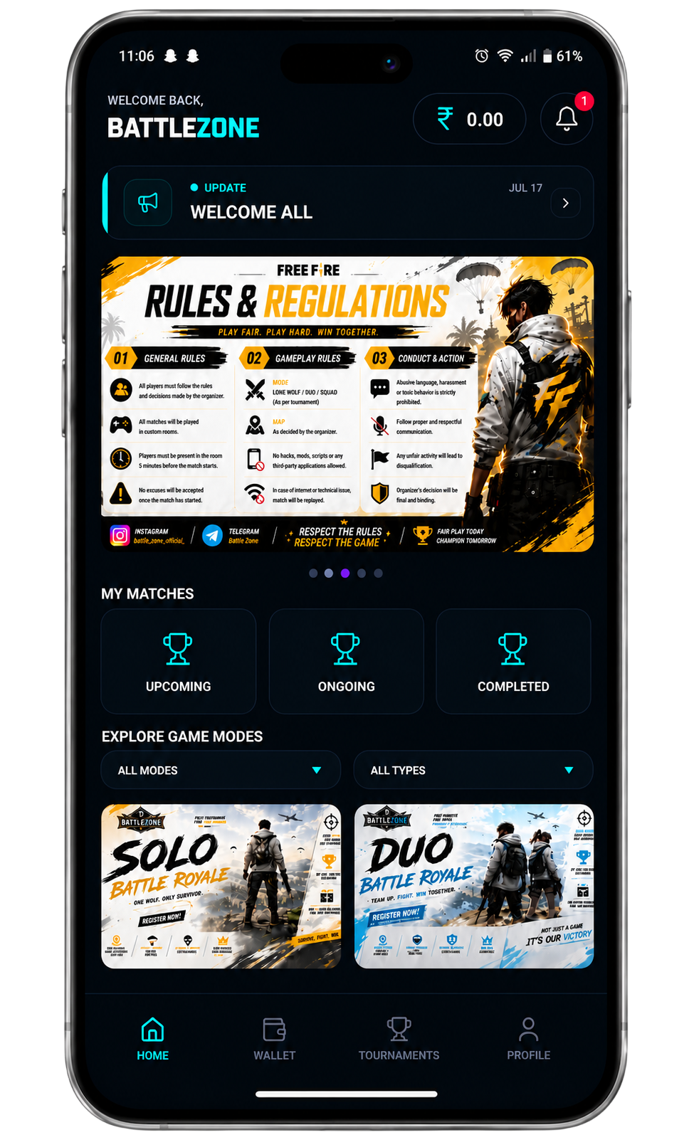 BattleZone App UI